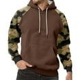 thumbnail image 2 of Men’s Pullover Hoodie with Raglan Camouflage Sleeves and Adjustable Drawstring Hood for Everyday Wear Light Brown XL, 2 of 5