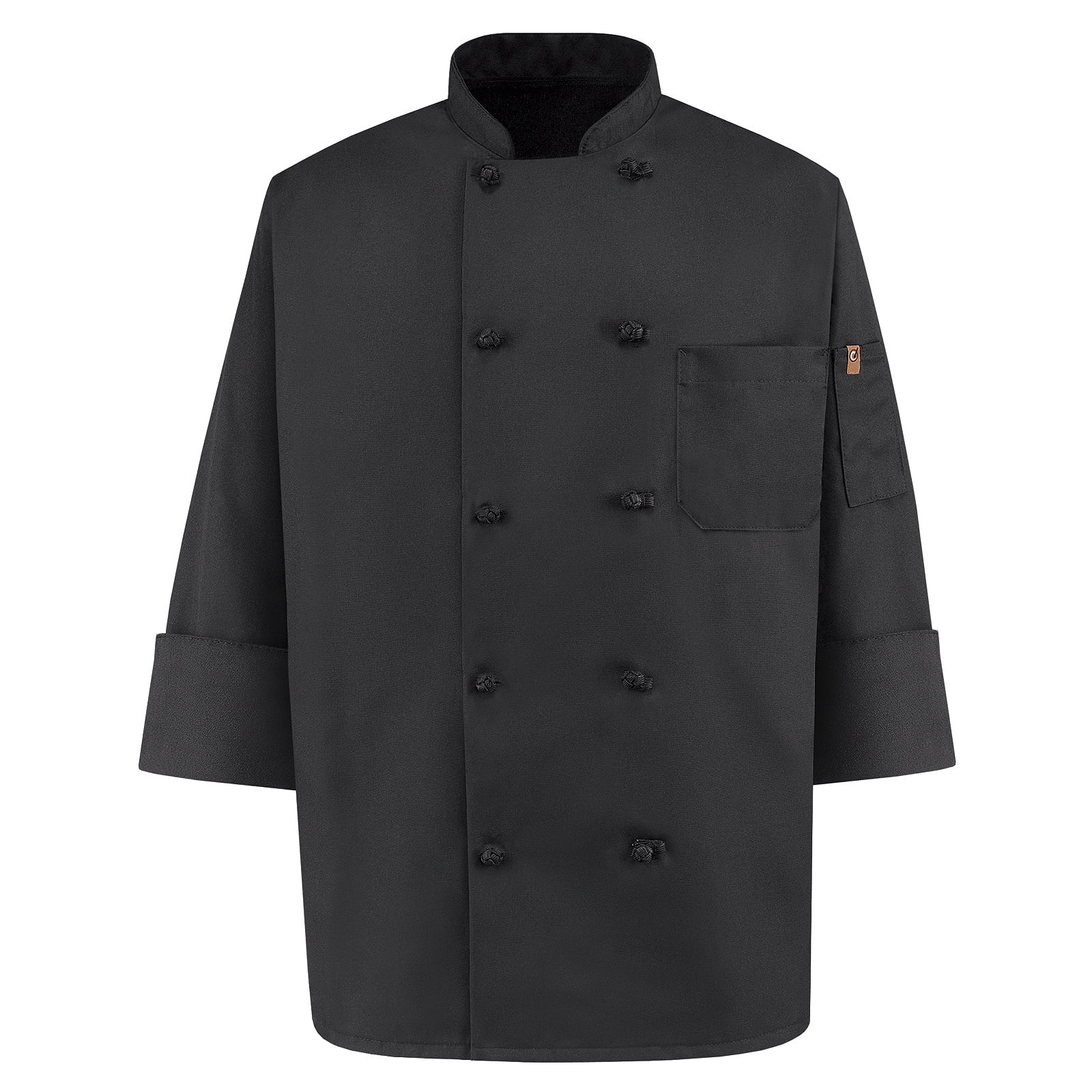 Natural Uniforms Chef Coat with Knotted Buttons-Multi Pack Quantities-Black 