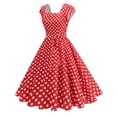 thumbnail image 2 of Sexlip Womens Red Polka Dot Fit Flare Dress Square Neck Design Lightweight Fabric Relaxed Silhouette for Party Wear Red XXL, 2 of 9