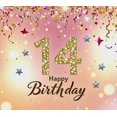 thumbnail image 4 of Sparkling 14th Birthday Backdrop Banner with Glittery Stars and Swirls Happy Birthday Party Decorations Photography Props Party Supplies Background, 4 of 8