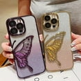 thumbnail image 3 of Compatible with iPhone Case,Glitter Electro Plated Butterfly Liquid Sand Camera Lens Protection Soft Shockproof Cover Phone Case (Blue,iPhone 12 Pro), 3 of 6