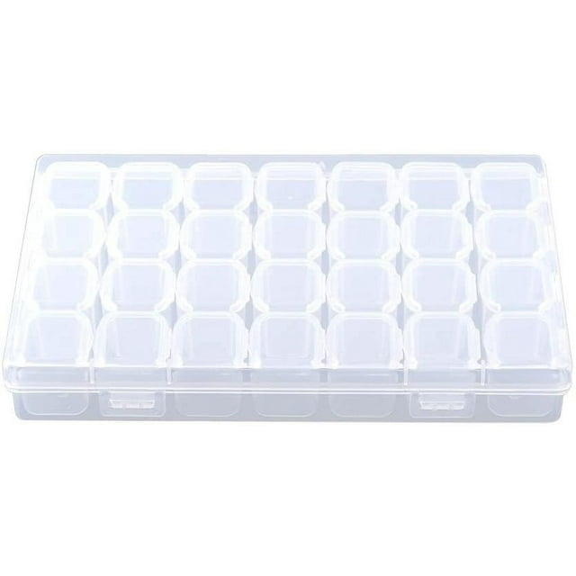 Monthly Pill Organizer,Clear Plastic 28 Slots Adjustable Oversized Pill Box for Travel, Storage Organizer for Storing Pills, Earrings, Finger Rings, Necklace Beads