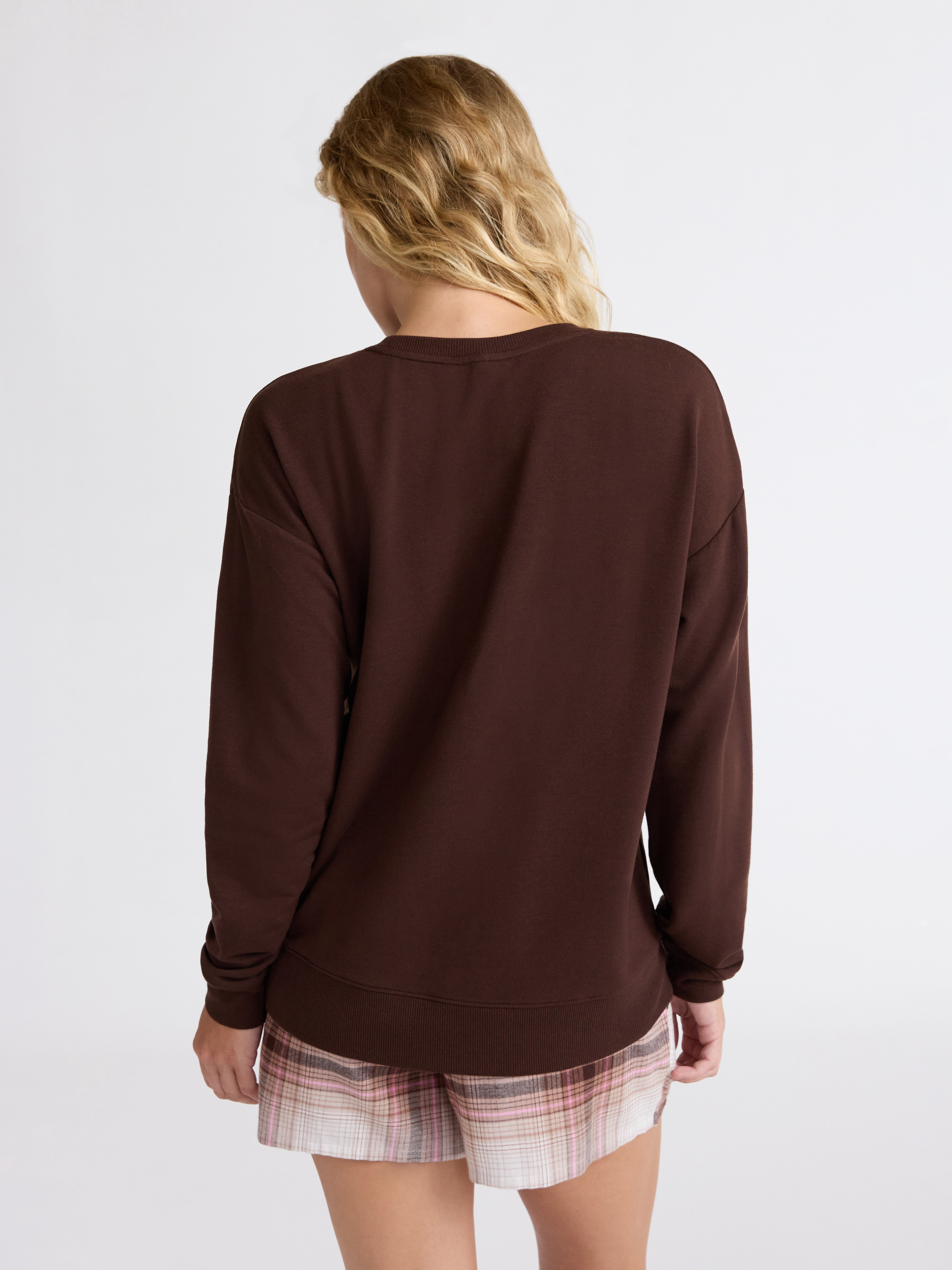 Joyspun Women's Fleece Drop Shoulder Sleep Top with Long Sleeves, Sizes XS-3X