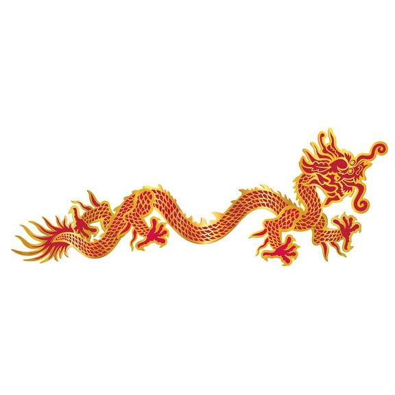 Club Pack of 12 Red and Gold Asian Fusion Chinese New Year Jointed Dragon Party Decors 6'