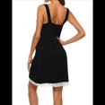 thumbnail image 3 of Camisón de Mujer con Cuello en V, Camisón de Encaje Suave, Color Negro, Talla M, 3 of 4