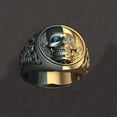 thumbnail image 3 of Mens Skull Ring Blue White Diamond Two Tone Alloy Electroplated Fashion Jewelry Statement Piece Durable Design, 3 of 6