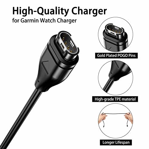 USB A Charger for Garmin Watch Charger,Charging Cable for Garmin Watch Fenix 8 E 7 7S 7X 6 6S 6X 5 5S Plus,Forerunner 55 165 245 645 935 945 965,Approach S62 S60,Instinct,Vivoactive 4 4S 3,1.6ft*1