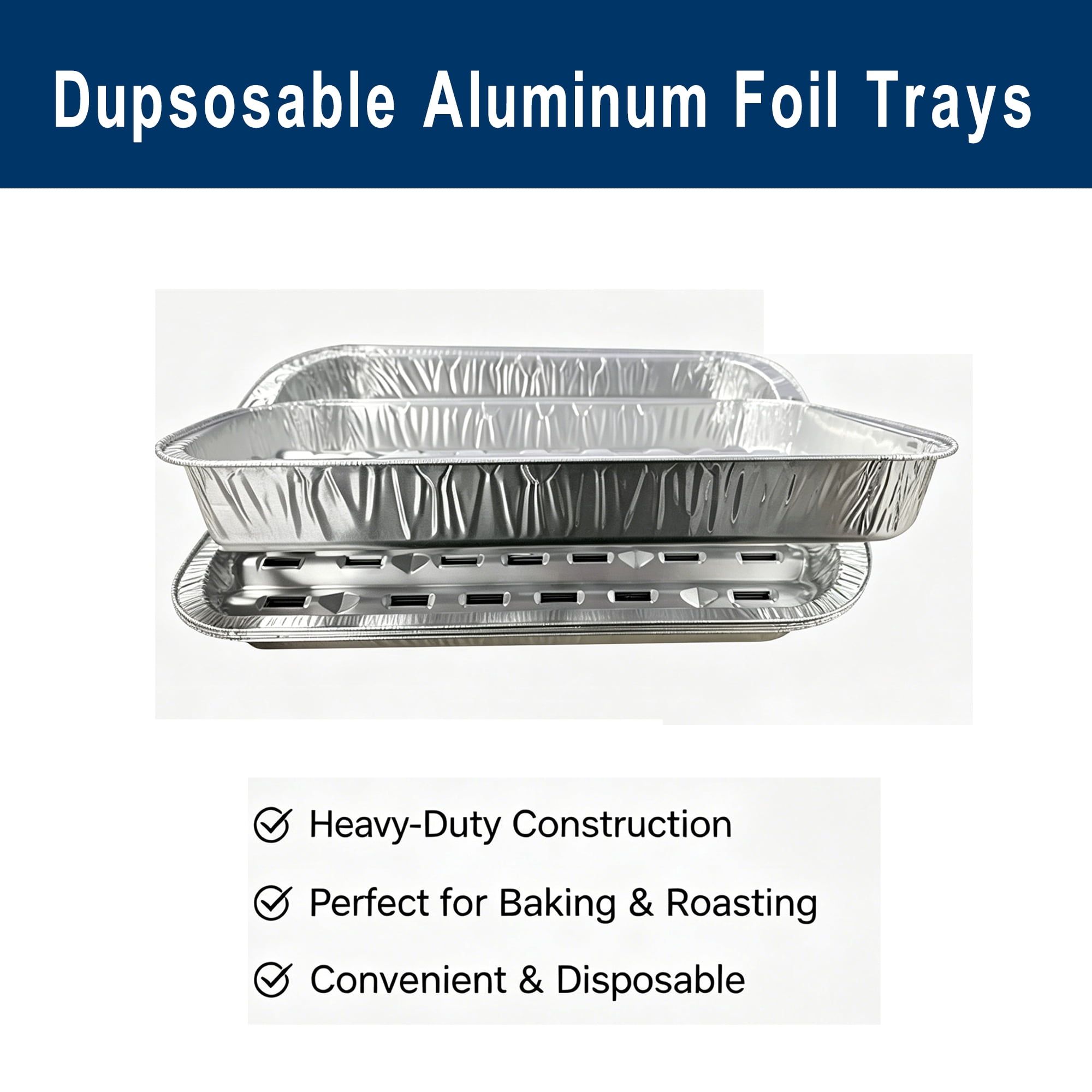 Weiwen 20 Pcs Broiler Pans with Ribbed Surface for BBQ, , Disposable Aluminum Foil Trays for Oven with Hole, 9.2" x 13.5" Grill Pan Liners