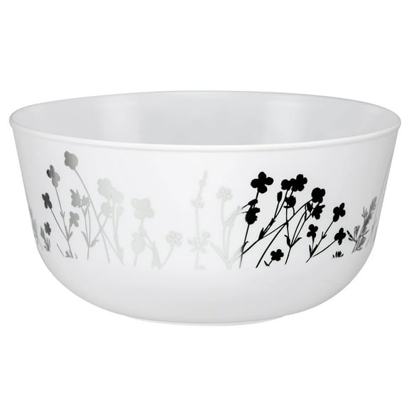 EcoQuality 24oz Wildflower Silver/White Round Bowl – Elegant Disposable Plastic Dinner Plate for Weddings, Parties, Catering, and Buffets – Durable & Reusable (10)