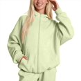 thumbnail image 4 of ZHOGXU Soft Womens Zip Up Hoodie Sweatshirt Solid Color Long Sleeve Tops Relaxed Fit Ribbed Cuffs With Pocket Office Casual Daily, 4 of 6