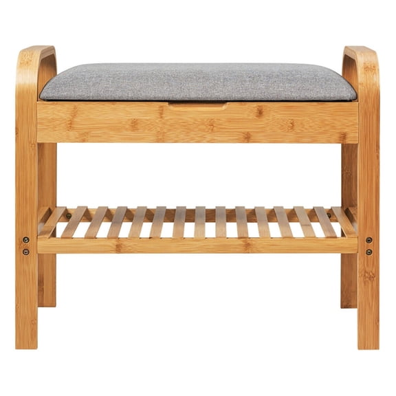 Kepooman Shoe Rack, Shoe Storage Organizer, Shoe Rack Bench Bamboo with Storage Shelf-Natural