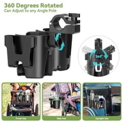 KDD Stroller Cup Holder, Cup Holder Universal with Phone Rack, Suit Wheelchair, Walker, Bike, Scooter, Black