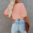 thumbnail image 3 of Yesfashion Womens Short Sleeve Sweaters Crewneck Knit Pullover Tops Summer Lightweight Crochet Blouse Shirt, 3 of 4