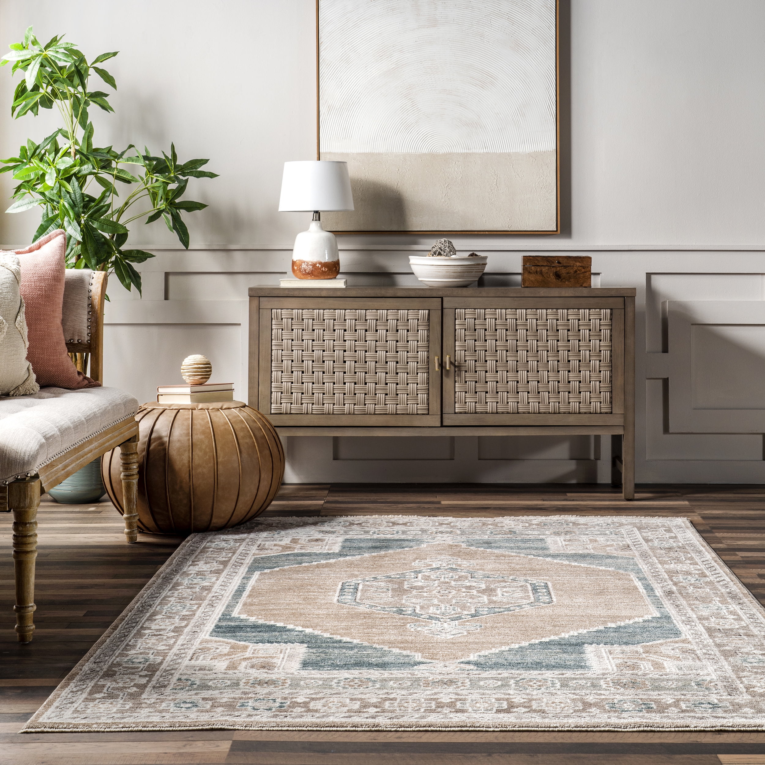nuLOOM Tricia Faded Medallion Fringe Area Rug, 4' x 6', Rust