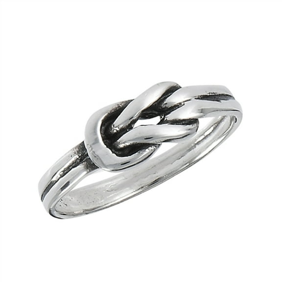 Oxidized Knot Loop Belt Buckle Ring .925 Sterling Silver Band Jewelry Female Male Unisex Size 5