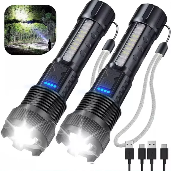 2 x 990000000Lumen Super Bright LED Flashlight Tactical Rechargeable Work Lights
