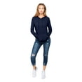 thumbnail image 4 of Women's Long Sleeve Sweatshirt French Terry Pullover Hoodie T1481 - Navy - Small, 4 of 4