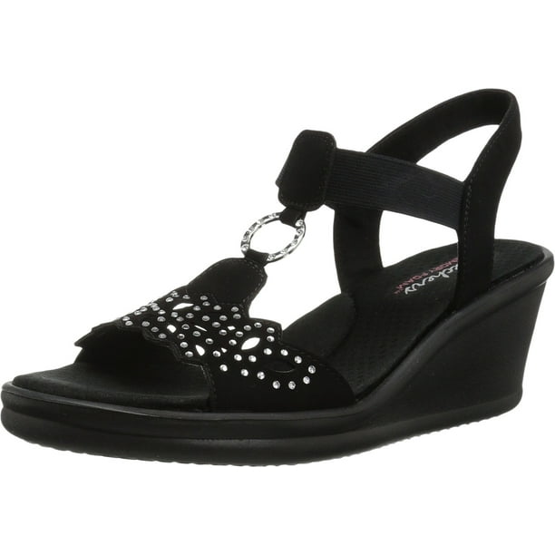 Sandalia con cuña Skechers Rumblers Queen B negra para mujer