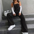 thumbnail image 6 of Pants for Women Solid Color Casual Wide-Leg Jumpsuit Adjustable Shoulder Strap Romper with Pockets, 6 of 9