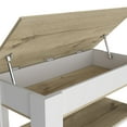 thumbnail image 2 of Dtwnek Wood Storage Bench with Lower Shelf, Light Brown + White, 2 of 9