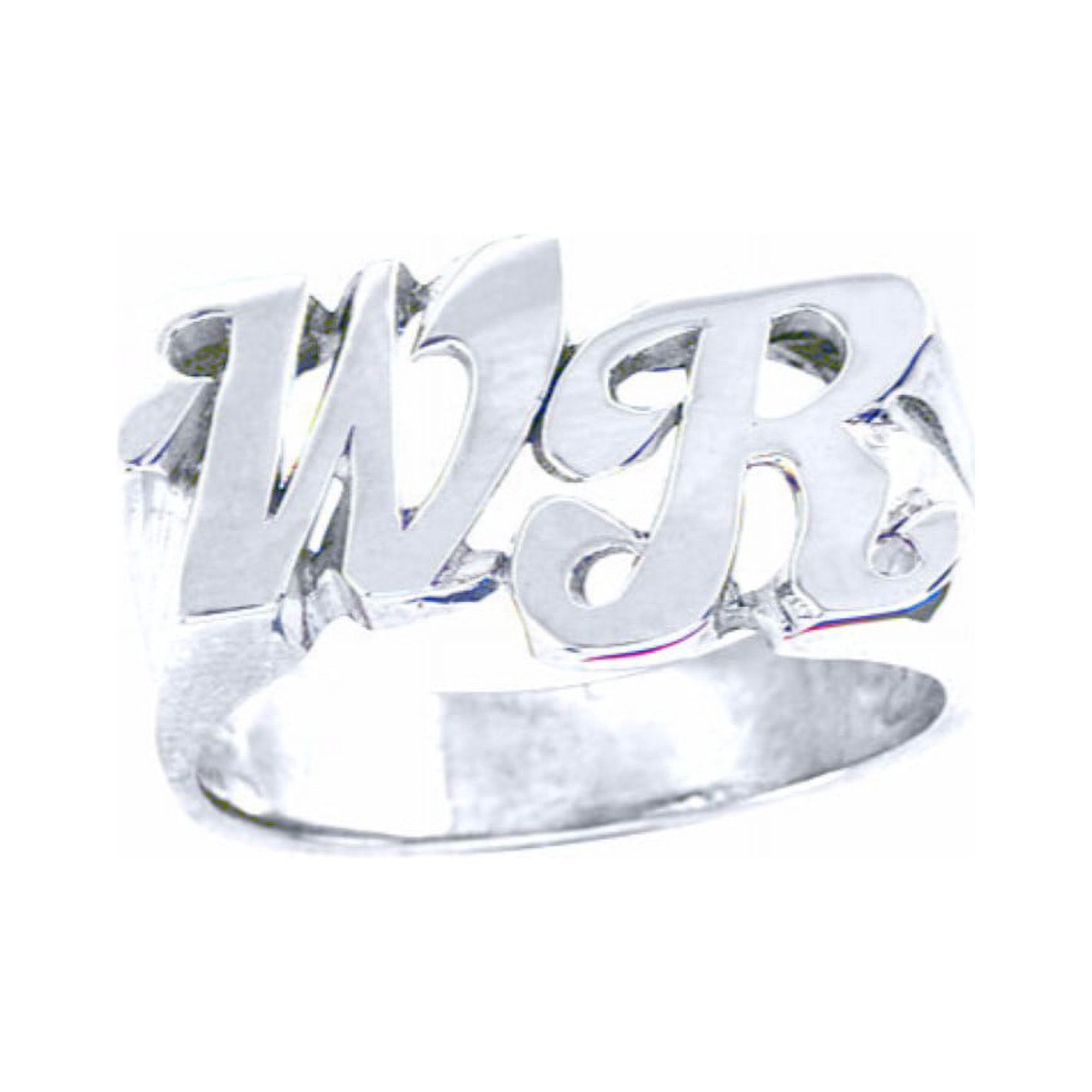 Personalized Initial Ring - Name Ring Unisex Script Style 8mm 14K Yellow or 14K White Gold. Special Order, Made to Order. PLR018W