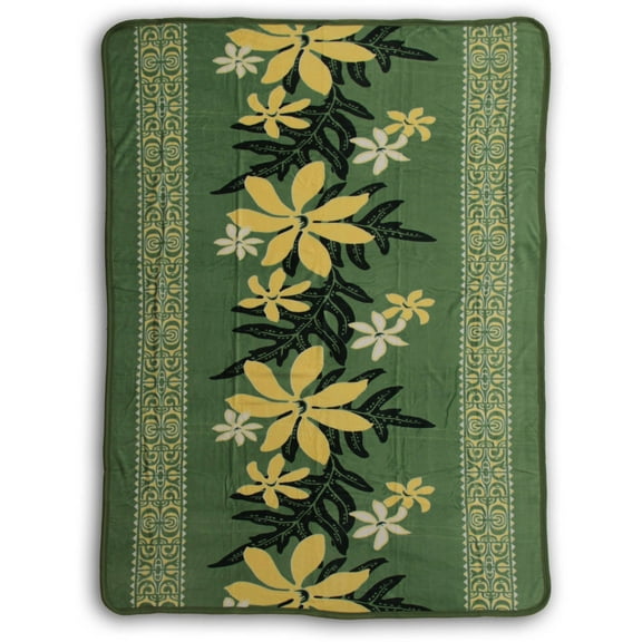 Hi Kalama Collection Micro Fabric 60" x 80" Soft Plush Hawaiian Tiare Flower Blanket, 1 Each