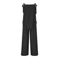 thumbnail image 5 of QATAINLAV Women's Summer Jumpsuits Casual Baggy Wide Leg Overalls Lightweight Sleeveless Straps Long Rompers with Pockets Black XXL Camisas Para Hombres, 5 of 7