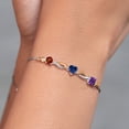 thumbnail image 4 of Gem Stone King 925 Silver and 10K Yellow Gold Red Garnet Blue Created Sapphire Purple Amethyst and Lab Grown Diamond Tennis Bracelet for Women By Keren Hanan (2.45 cttw, Adjustable up To 9 inch), 4 of 4