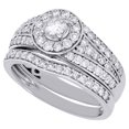 thumbnail image 3 of 14K White Gold Round Solitaire Diamond Halo Wedding Ring Bridal Set 1.15 Ct., 3 of 5