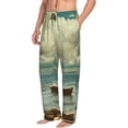 thumbnail image 6 of Sigee Serene Coastal Blue Sky print Men's Pajama Pants Lounge Sleep Bottoms with Elastic Waistband and Pockets-Small, 6 of 6