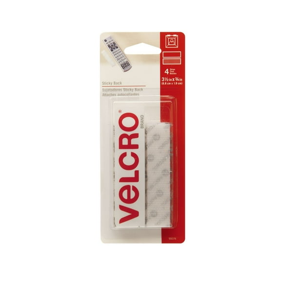 Bandes VELCRO® Brand Sticky Back™ - 4 ens., Blanc 3 1/2" x 3/4" (8,89 cm x 1,9 cm)