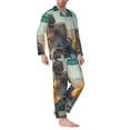 thumbnail image 2 of Xecao Desert Monkeys Drive Print Pajamas Set Mens Pajamas Long Sleeve Loungewear Two-Piece Sleepwear Button-Down Pjs Set,2PJS-Small, 2 of 7