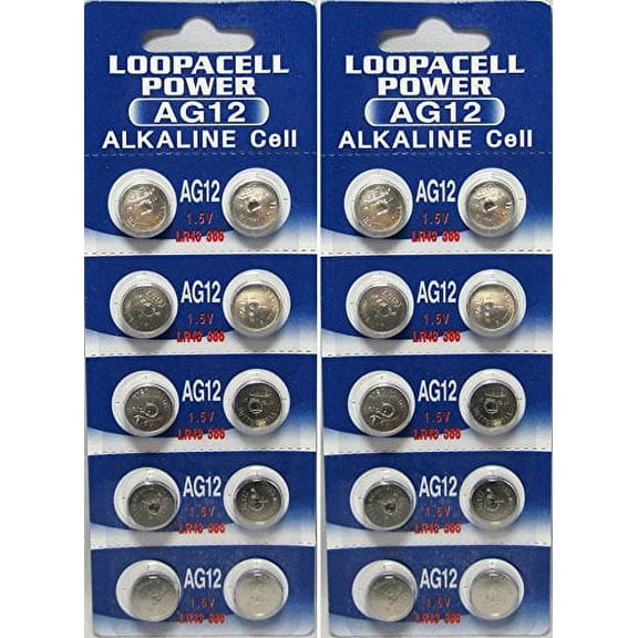 20 x LOOPACELL AG12 LR43 386 1.5V Alkaline Watch Batteries