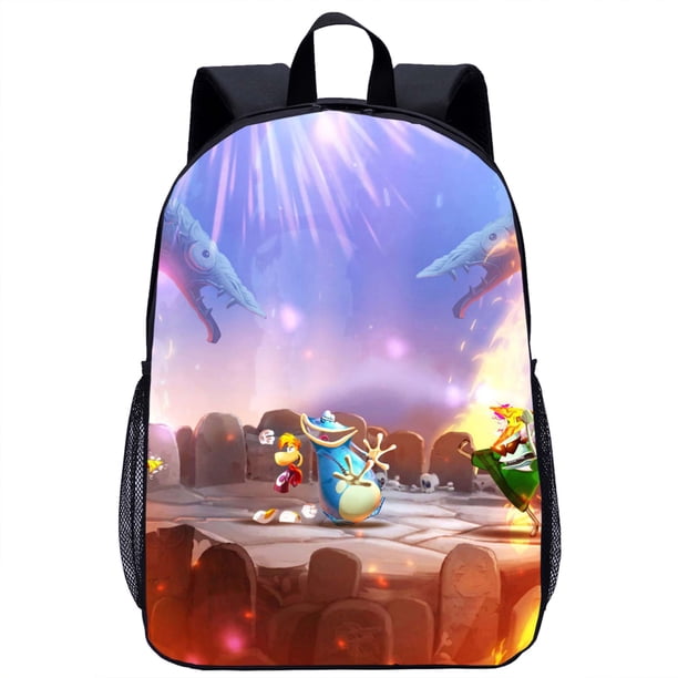 Rayman Legends-mochila escolar con estampado 3D de dibujos animados para niñas y niños, bolsa para portátil de viaje para adolescentes, mochila escolar de 17 pulgadas, temporada escolar