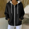 thumbnail image 6 of UTSJKR Sweatshirt for Women Long Sleeve Sweatshirt Fashion Hoodies Zip Up Loose Casual Spring Tops Knit Solid Color Jacket Black L, 6 of 9