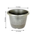 thumbnail image 3 of Balsa Circle 10" Charcoal Gray Round Plastic Flower Plant Pot Metallic Barrel Design, 3 of 8