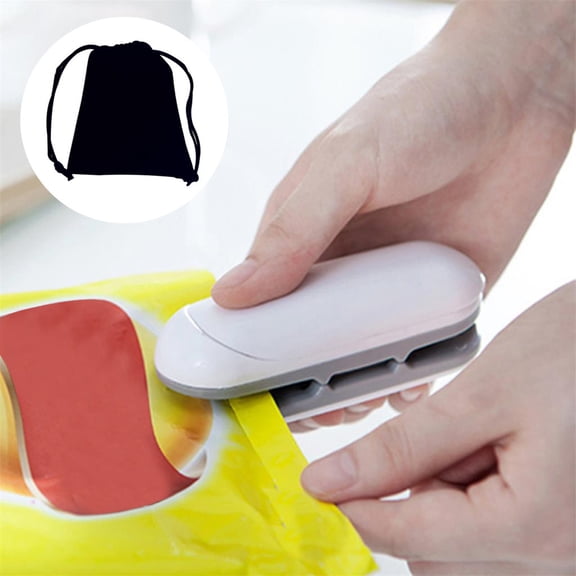 Mini Bag Sealer Handheld Heat Sealing Machine with Cutter, Portable Plastic Bag Sealer for Food Storage, Battery Operated 2xAA, with Storage Pouch, Grey