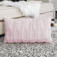 thumbnail image 3 of Home Soft Things 2-Pc Tatami Embroidery Plush Faux Fur pillow covers - Peach Blush - 14"x26", 3 of 8