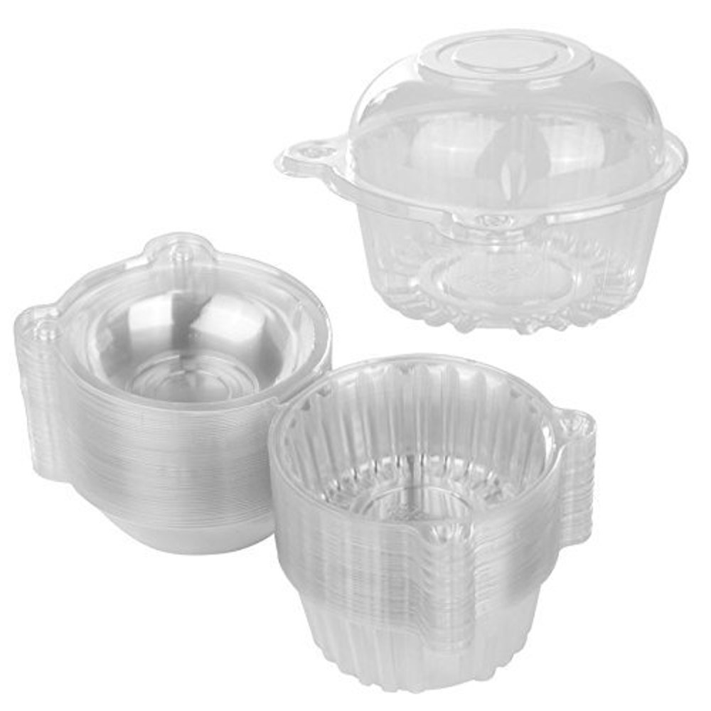 100 Single Individual Cupcake Muffin Holders Clear Plastic Cupcake Dome