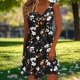 thumbnail image 4 of ClodeEU Women's Summer Stretch V Neck Spaghetti Strap Dress with Print ,Casual Solid Color Midi Dress Black,Womens Plus M, 4 of 6