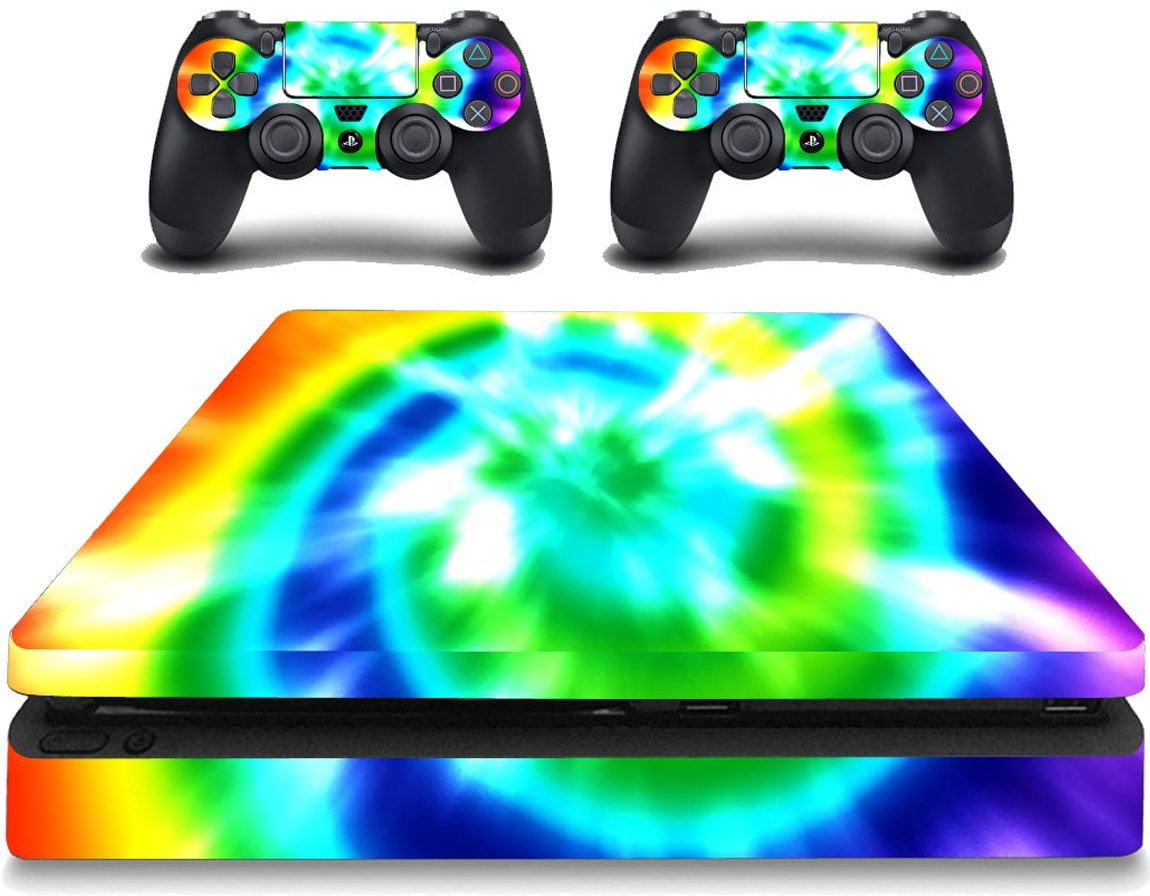 VWAQ Playstation 4 Slim Decal Skin PS4 Slim Tie Dye Rainbow Covers VWAQ ...