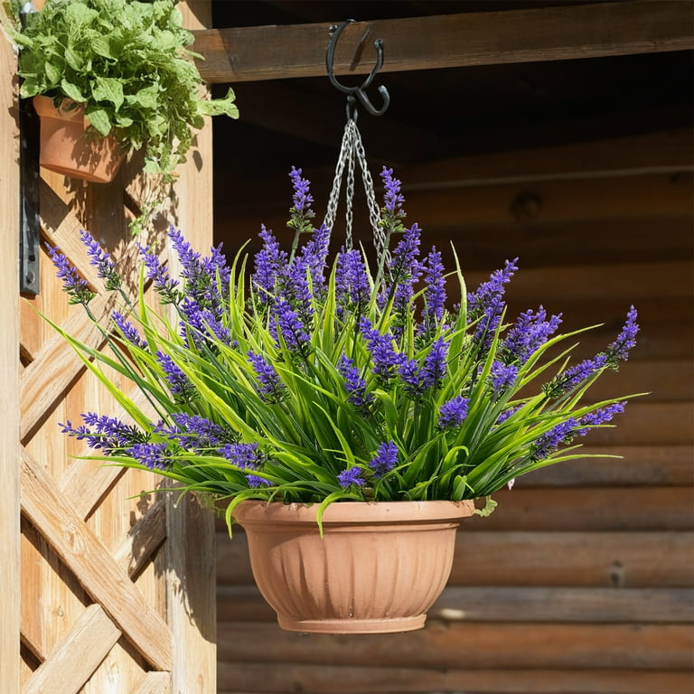 Homwamee 24 Bundles Artificial LavenderUV Resistant Fake Lavender Plants  Spring Grass with Flowers for Garden Patio Decor