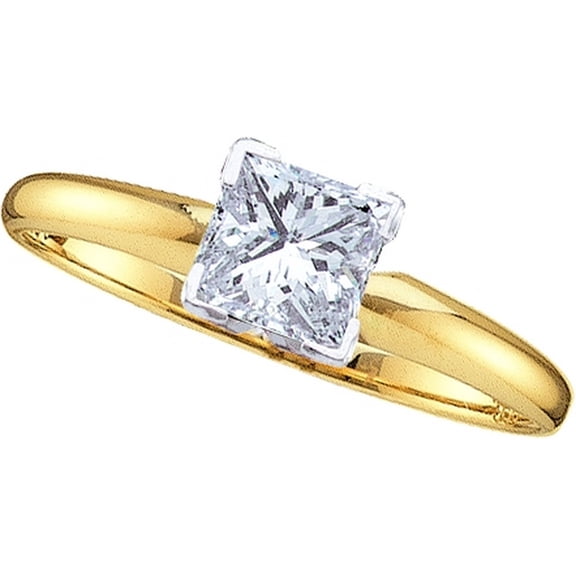 14kt Yellow Gold Womens Princess Diamond Solitaire Bridal Wedding Engagement Ring 1/6 Cttw