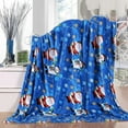 thumbnail image 2 of Elegant Comfort Lightweight Printed Throw Blanket- All Season, Soft, Cozy and Plush- Decorative Throw Blankets, Perfect for Lounging, 50 x 60 inches, Blue SantaSnowman, Throw Blanket, 2 of 5