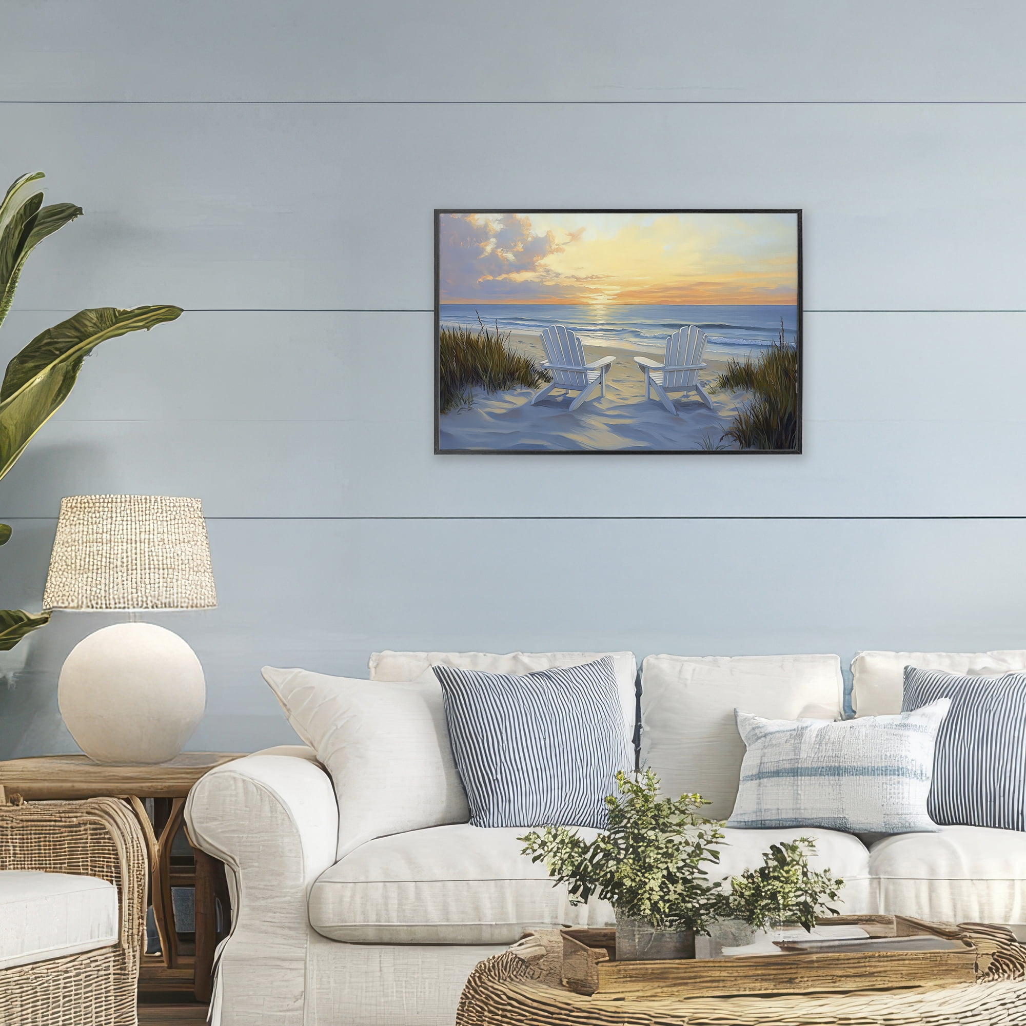 Stupell Industries Calm Beach Sunset Overlook Black Framed Giclee Art, design by Petal Prints Design