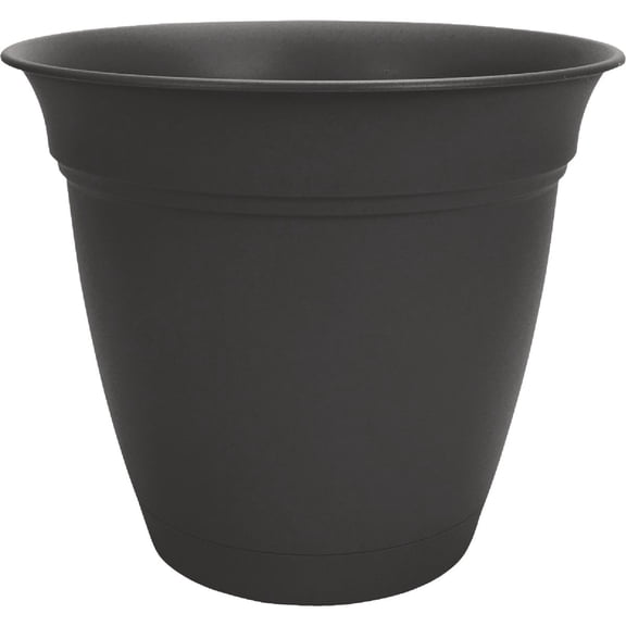 The HC Companies 12 Inch Eclipse Round Planter Pots with Drainage Holes & Attached Saucer, Lightweight UV-Resistant Plastic Indoor & Outdoor Planters, 2-Pack Flower Pots, Garden Home Decor, Cappuccin