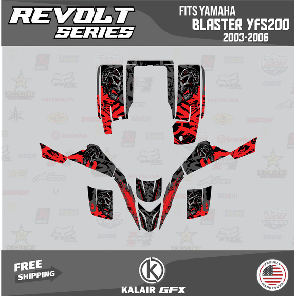 Kalair GFX Graphics Kit for Yamaha ATV BLASTER YFS 200 (2003-2006) Revolt Series