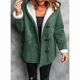 thumbnail image 4 of Women'S Fleece Collar Long Sleeve Hooded Button-Down Jacket with Pockets Grass Green XL, 4 of 8