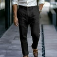 thumbnail image 6 of XIAONU Men's Black Linen Dress Pants Belt-Waist Tailored Trousers Breathable Formal Casual Daily Pant, 6 of 6