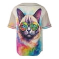 thumbnail image 2 of Hippie Siamese Portrait oil painting Watercolor Tie-dye Vintage All Over Print 3D Baseball Shirt Cat Lover Kitten Owner Gifts Softball Sport - 00015, 2 of 6